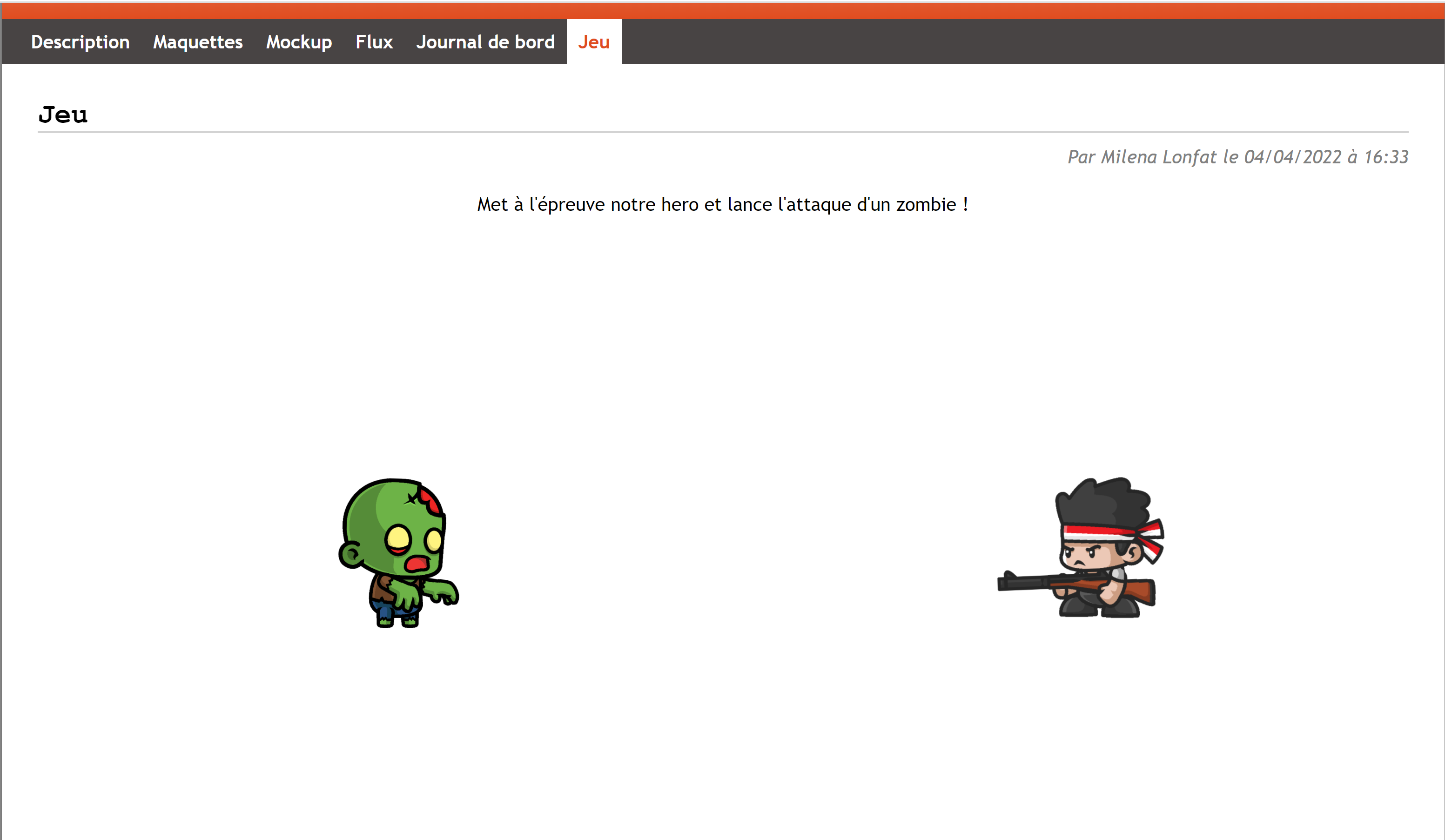 Fig.1 : Page de démarrage du jeu.